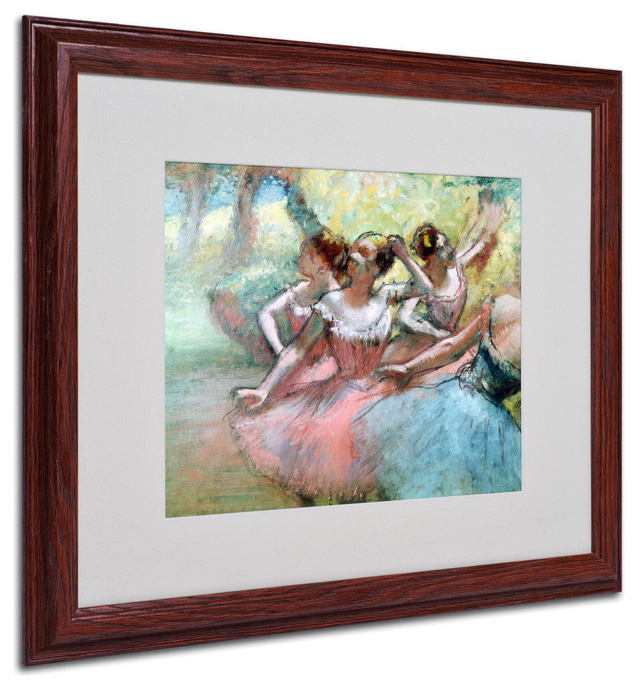 'Four Ballerinas on the Stage' Matted Framed Canvas Art by Edgar Degas