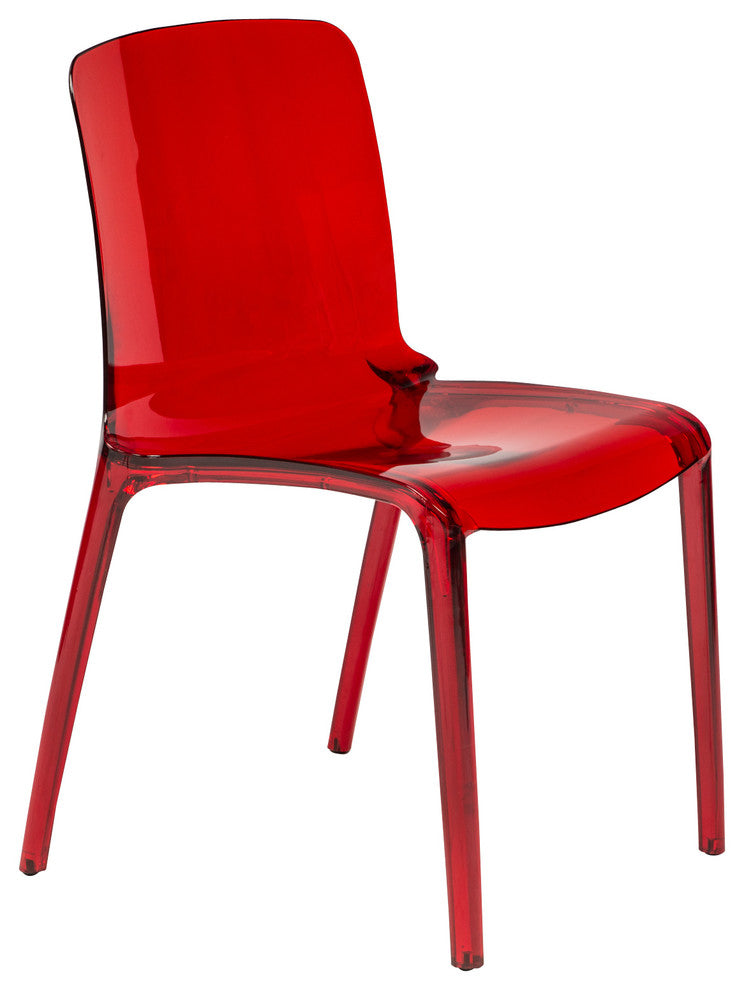 LeisureMod Murray Lucite Stackable Molded Dining Side Chair, Red