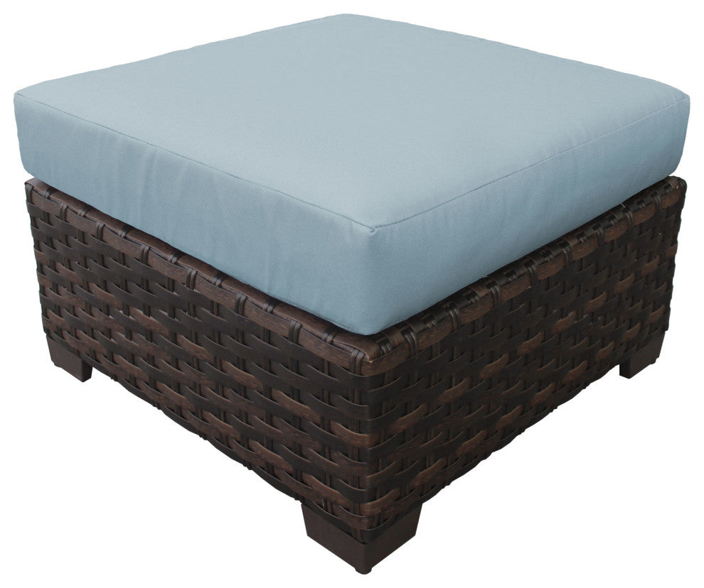 kathy ireland River Brook 5 Piece Wicker Patio Furniture Set, Tranquil