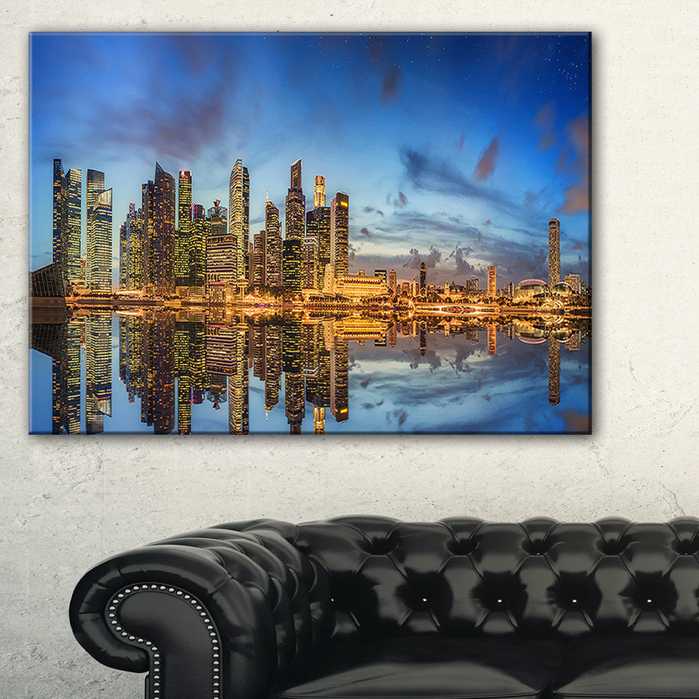 "Singapore Skyline and View of Marina Bay" Wall Art, 60"x28", 1 Panel