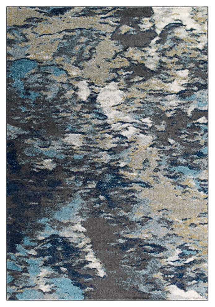 Area Rug Runner Floor Carpet, 8x10, Blue, Modern, Lounge Cafe Hotel Hospitality