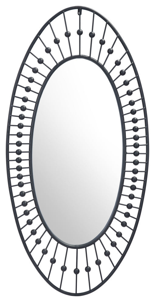 Cusp Oval Mirror Black