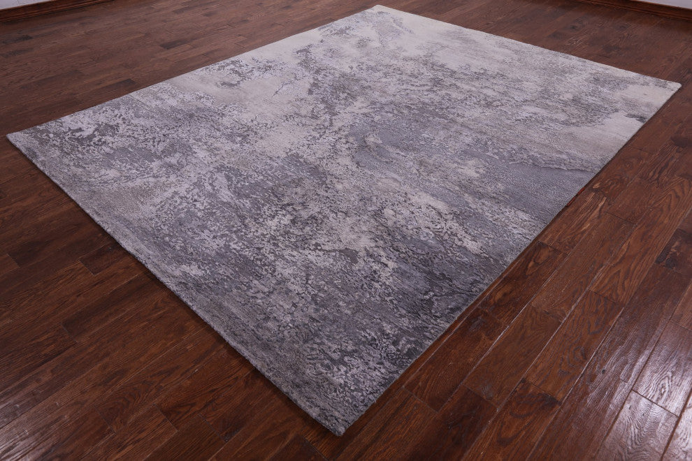 Wool and Silk Abstract Hand-Knotted Rug 7' 11" X 10' 1" Q9044