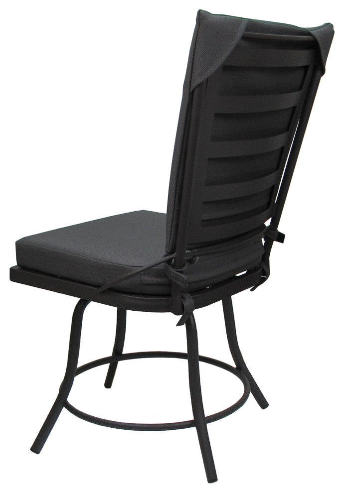 Outdoor/Indoor Patio Swivel Dining Chair Jamey Without Arms, Dark Gray Linen - Gray