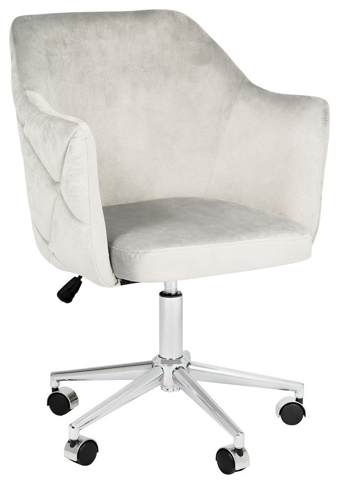 Pearl Tufted Vanity Chair With 360 Degree Swivel, Cool Gray