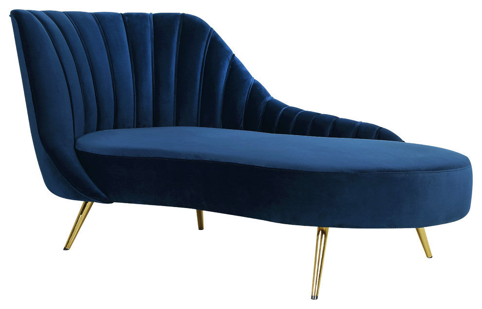 Margo Velvet Upholstered Set, Navy, Chaise