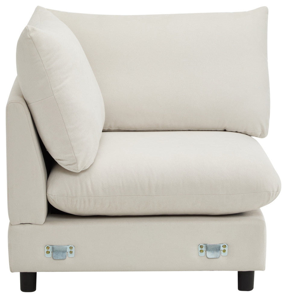 GDF Studio Upholstered Modular Sectional Sofa Set, White Sand, 3 Seater-L Shaped