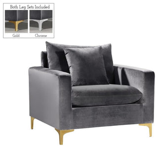 Home Square 2-Piece Furniture Set with Velvet Accent Chair and Loveseat in Gray