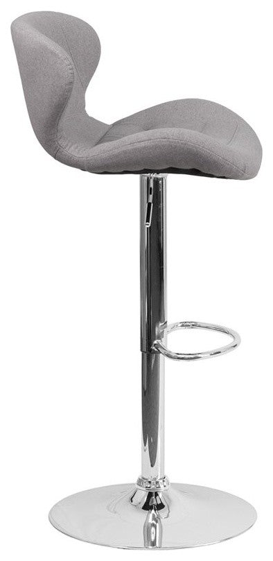 Estella Aila Mid-Back Gray Fabric Swivel Adjustable Barstool