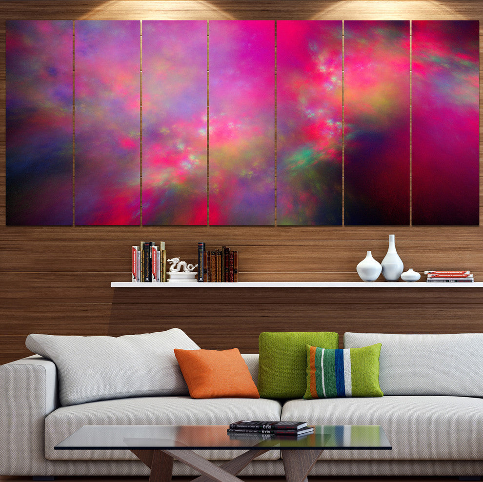 Perfect Red Starry Sky, Abstract Canvas Art Print, 83"x32", 7 Panels