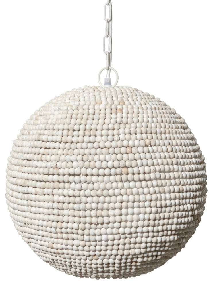 Whitewash Beaded Ball Hanging Light