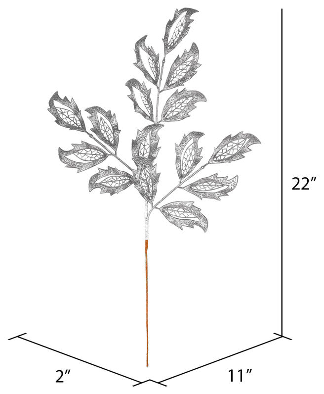Vickerman L186607 22" Silver Matte Mistletoe Leaf Artificial Christmas Spray
