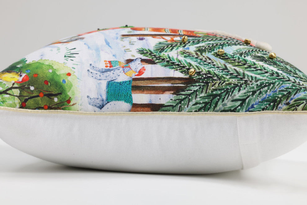 18 x 18 Christmas Ski Santa Throw Pillow