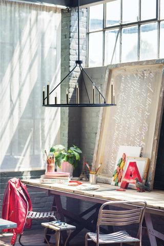 Lark 83159 Lazlo 12 Light 38"W Ring Chandelier - Black