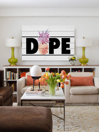"Dope Pineapple" Painting Print on White Wood