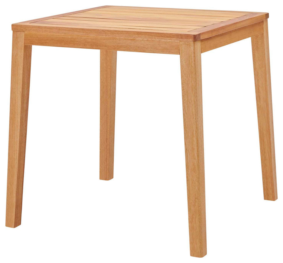 Bar Side Table, Square, Wood, Brown Natural, Modern, Outdoor Patio Cafe Bistro