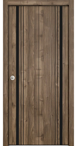 Bi-fold Doors 56 x 96 | Planum 0011 Walnut with  | Sturdy Tracks