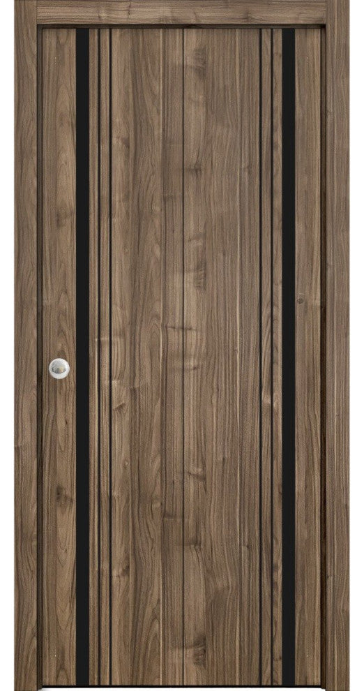 Bi-fold Doors 56 x 96 | Planum 0011 Walnut with  | Sturdy Tracks