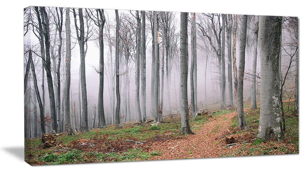 Thick Woods in Morning Forest, Modern Forest Canvas Art, 32"x16"