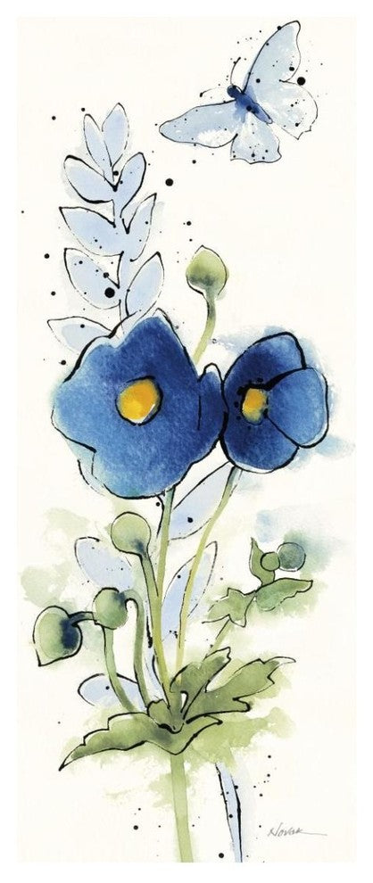 "Independent Blooms Blue VI" Digital Paper Print by Shirley Novak, 22"x52"