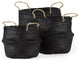 Set of Three Black Wicker Storage Baskets