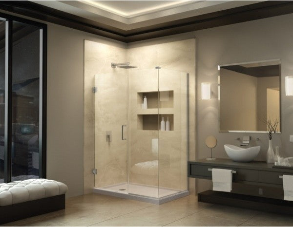 Unidoor Plus 33.5"Wx34.38" DFrameless Hinged Shower Enclosure, Oil Rubbed Bronze