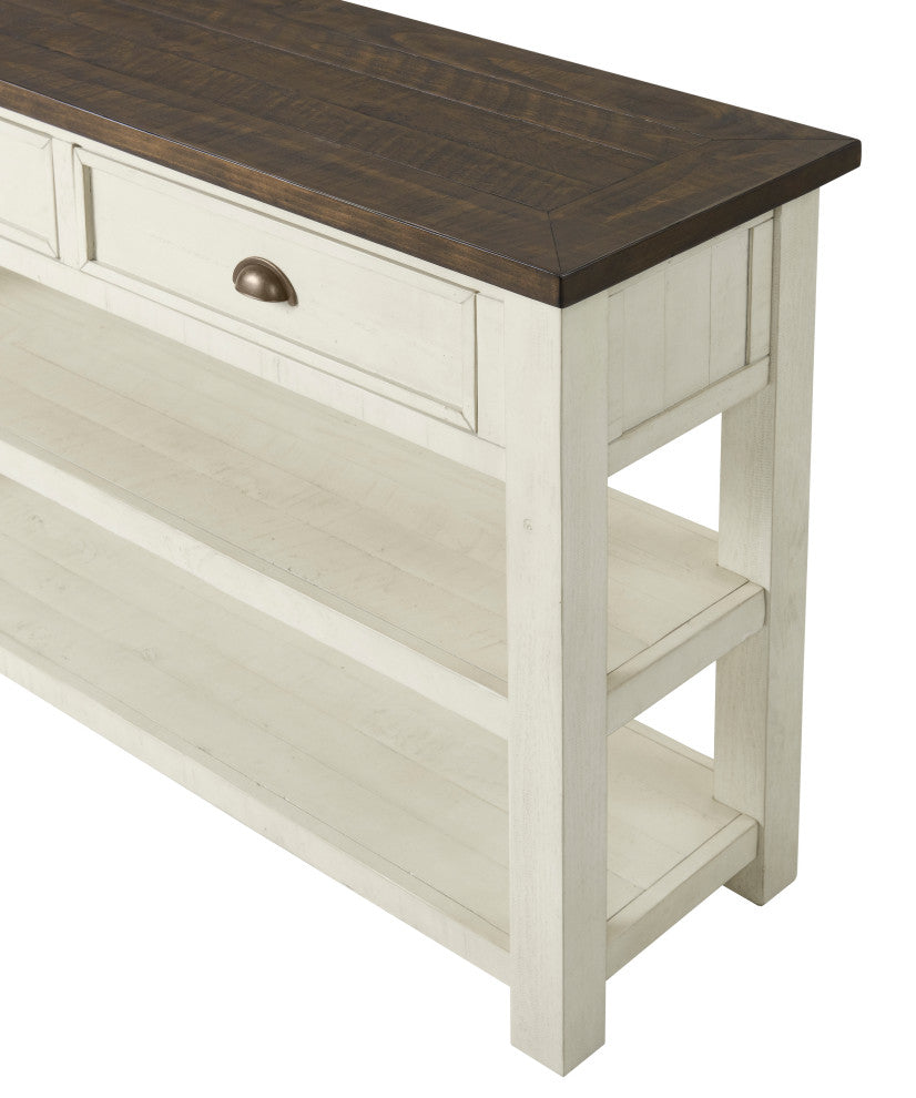 Monterey 50-inch Sofa Console Table , Two-Tone Cream and Brown