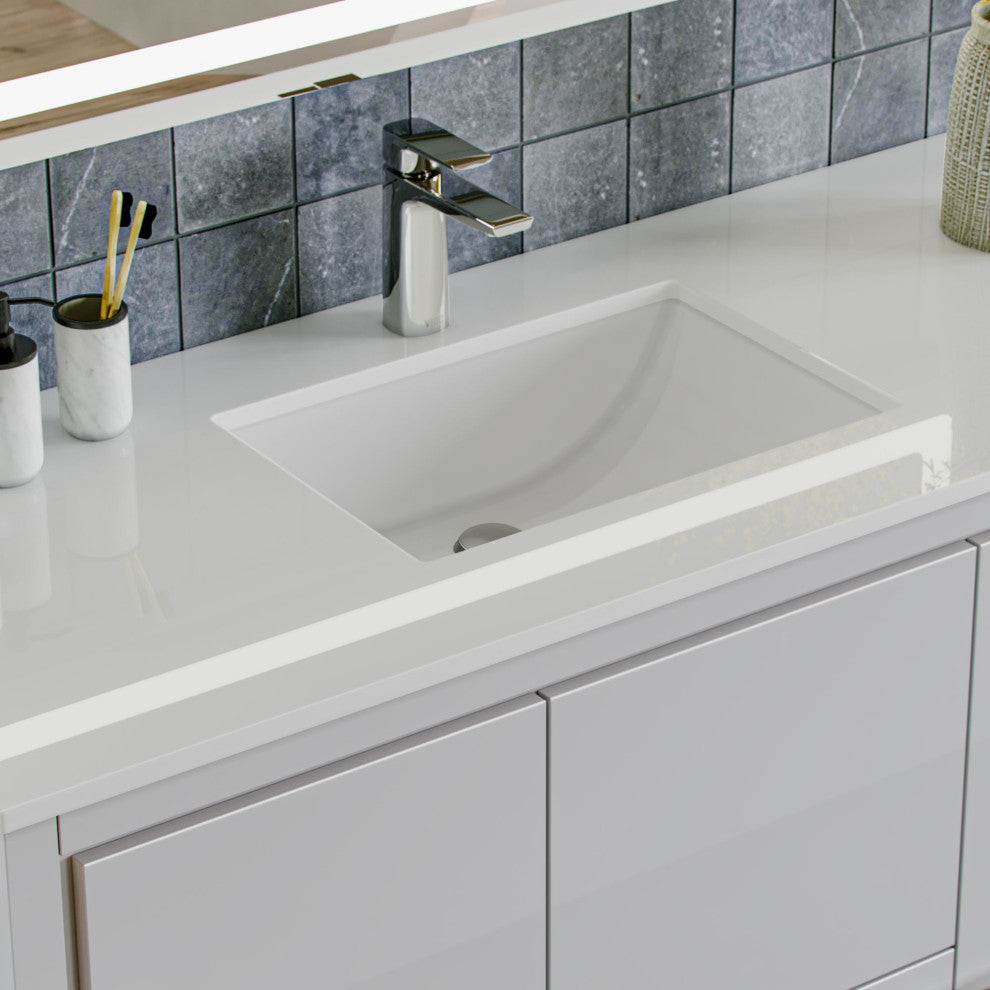 Esconde Bath Vanity, High Gloss White, 48", Single Sink, Freestanding