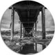Black And White Wooden Bridge, Sea Bridge Round Metal Wall Art, 23"