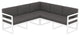 Mykonos Corner 5-Person Sectional Set White, Acrylic Fabric Charcoal Cushion