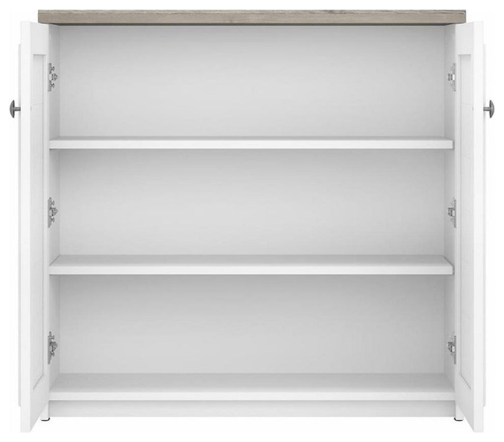 Bush Furniture Fairview Small Storage Cabinet with Doors in White & Gray