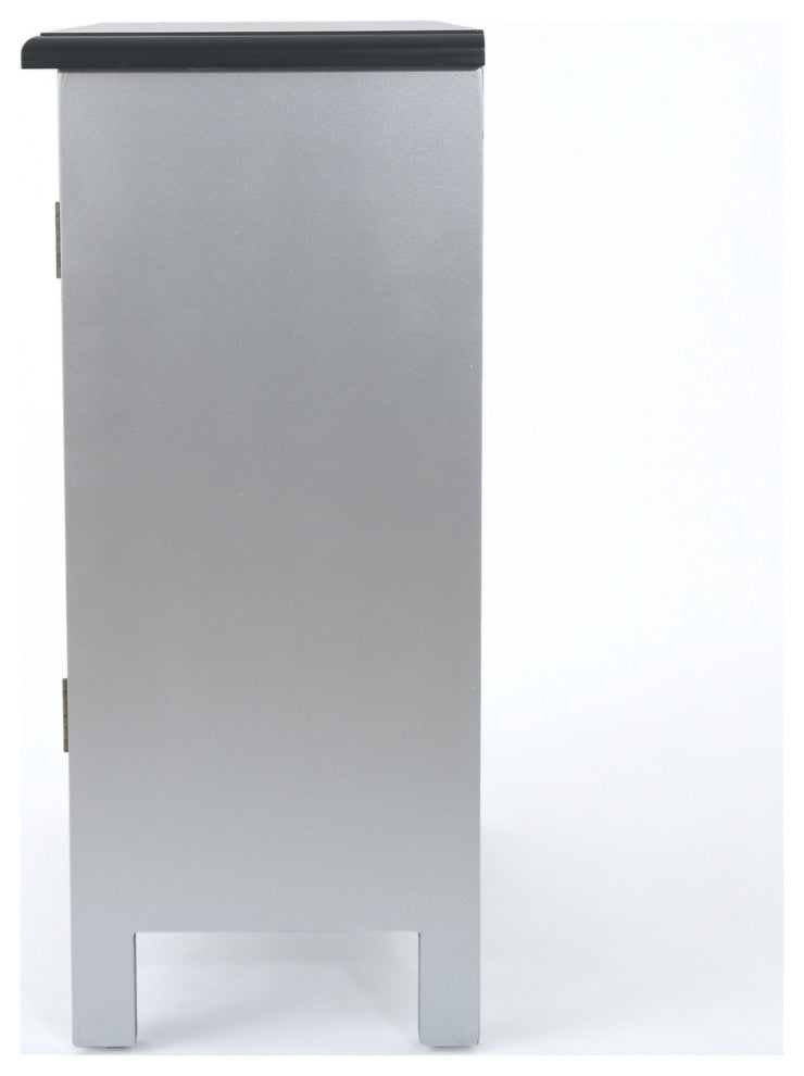 GDF Studio Aliana Shabby Painted Accent Cabinet, Silver/Charcoal Gray
