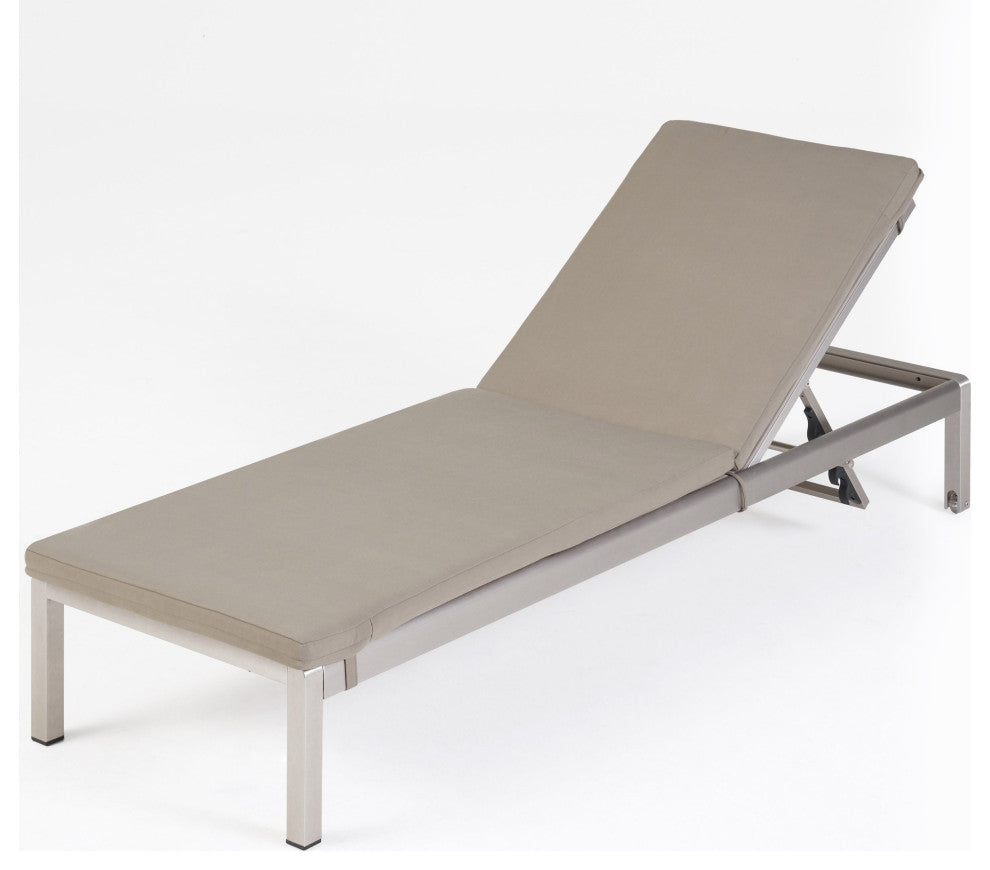 Preston Outdoor Chaise Lounge With Cushion, Khaki/Gray
