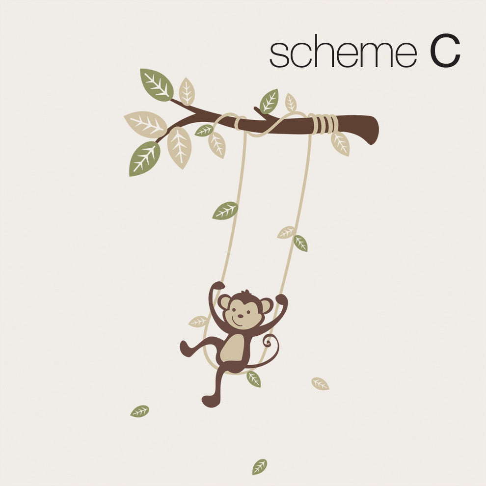 Monkey on a Swing Wall Decal, Scheme C