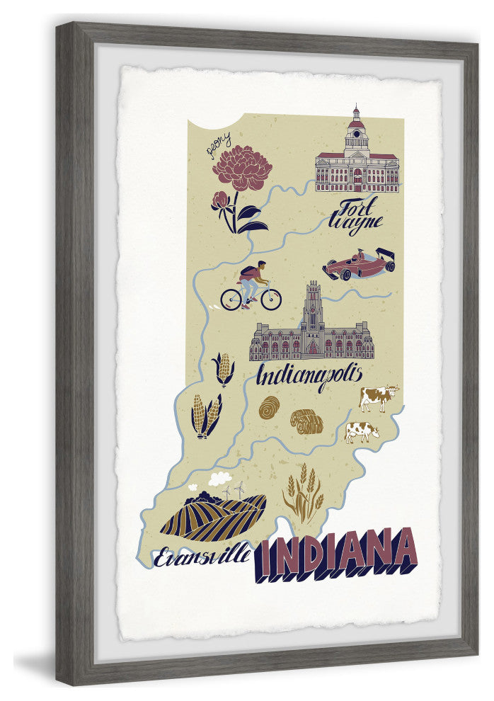 "Visit Indiana" Framed Painting Print, 12x18