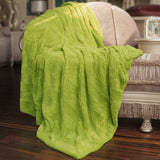 Herringbone Faux Fur Throw, Dark Citron, 50x60