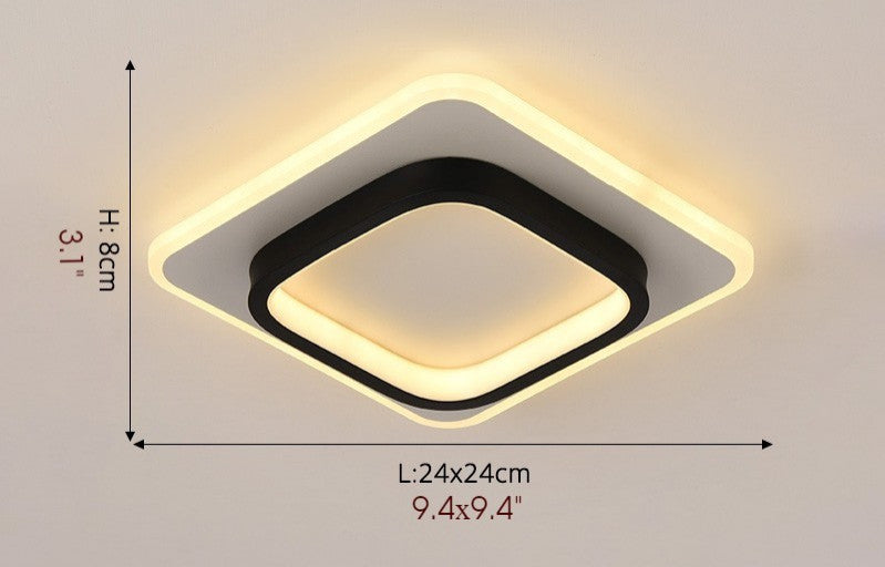 Enghien | Square LED Ceiling Light, Black, Dia9.4xh3.1"