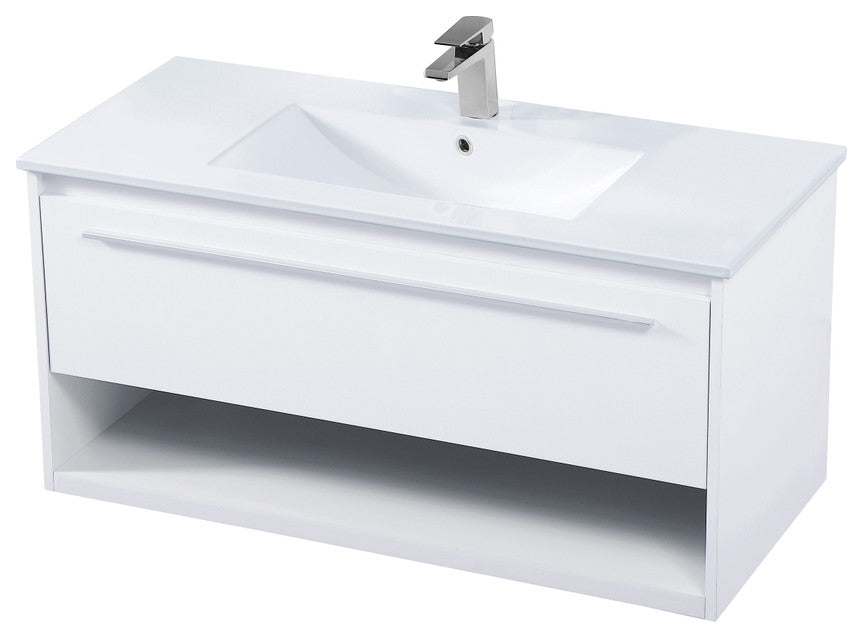 40" Single Bathroom Floating Vanity, White