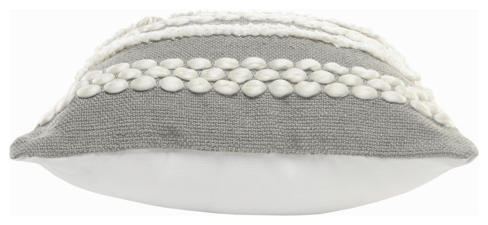 Gray Textured and Tufted Throw Pillow