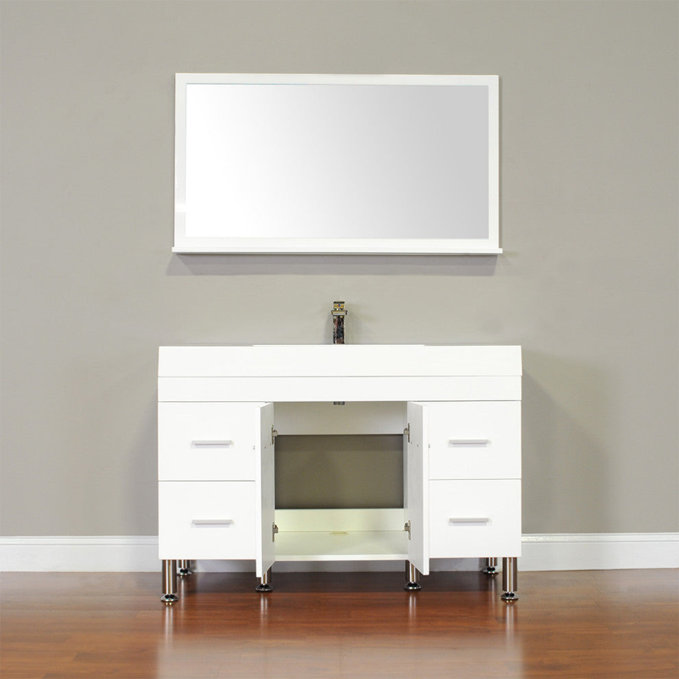 The Modern 47 Inch Single Modern Bathroom Vanity In White Without Mirror