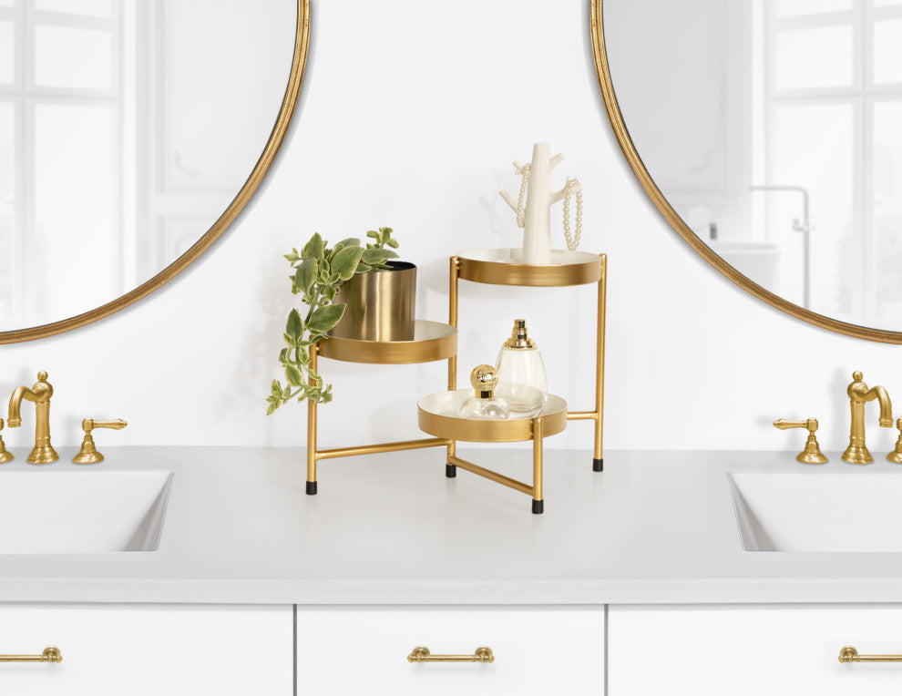 Finn Tiered Tabletop Planter, White Gold