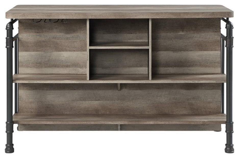 ACME Edina Wooden 5 Shelves Kitchen Island in Antique Oak and Sandy Gray