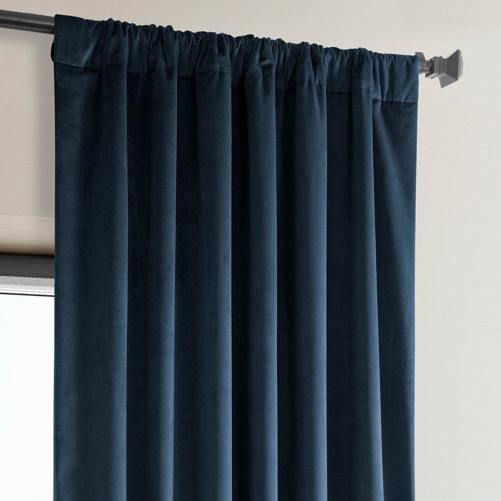 Heritage Plush Velvet Curtain Single Panel, Eternal Blue, 50"x108"