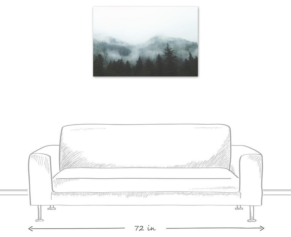 Foggy Evergreen Mountain Range 24x36 Canvas Wall Art