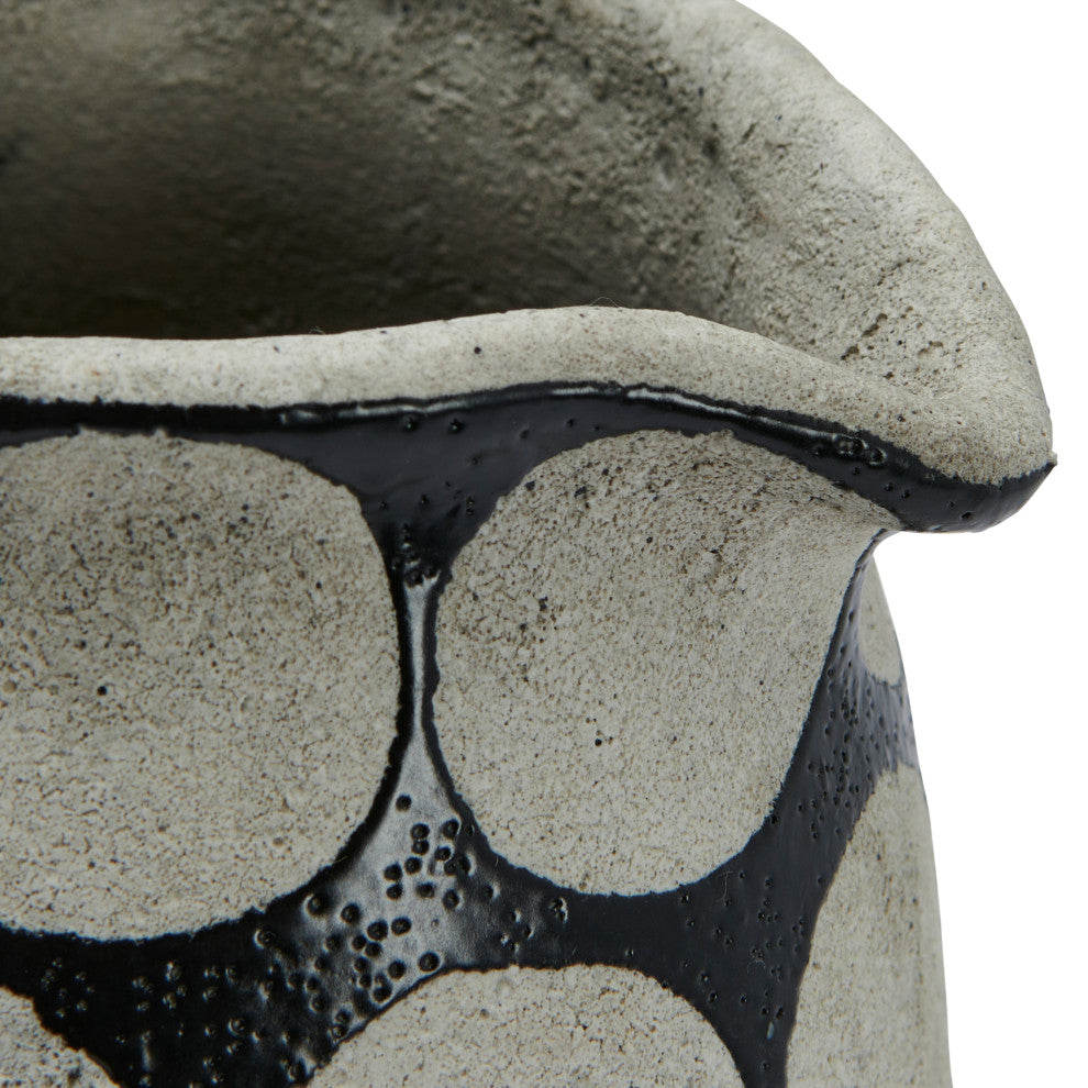 Terracotta Pitcher or Vase with Wax Relief Dots, Natural, Black