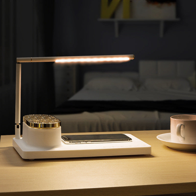 Black/White Aluminum Smart Task Lamp With Bluetooth Music & Wireless Charger, White