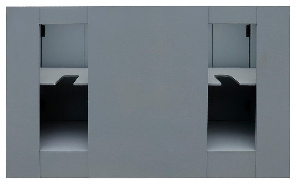 55" Double Vanity, Gray Ash Finish With White Carrara Marble Top