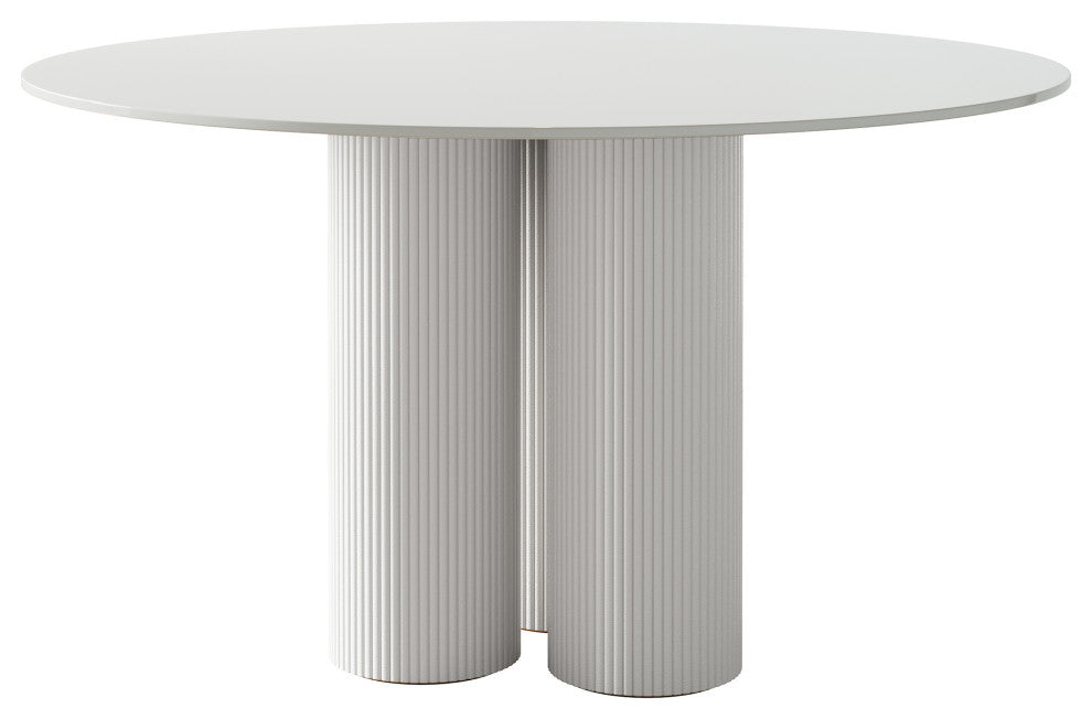 Modern Round Slate Dining Table With Pedestals for Dining Room, 59.09"