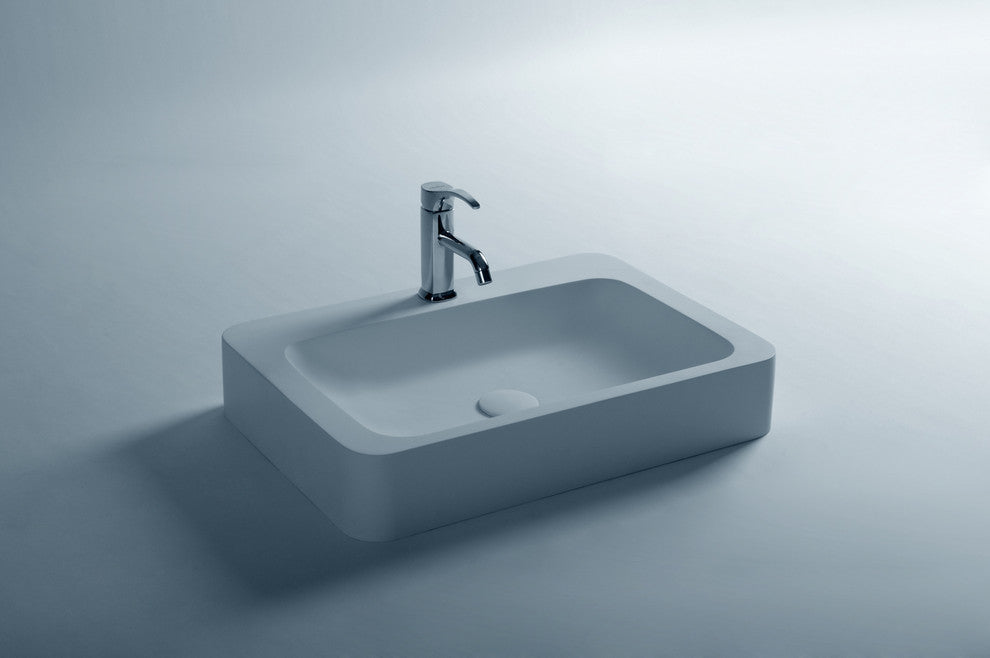 ADM Rectangular Countertop Sink, White, 24", Matte White