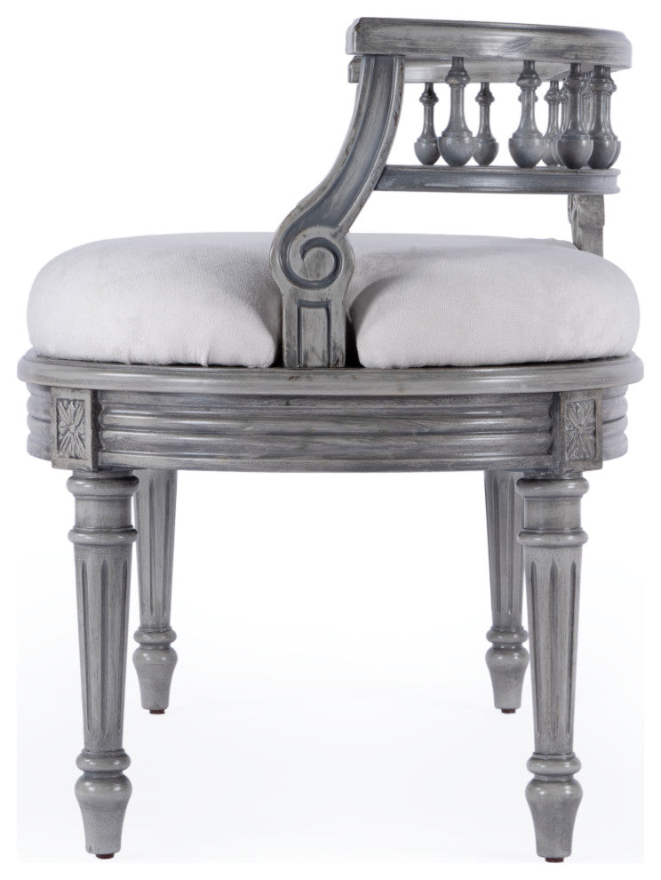 Hathaway 37" Upholstered Bench, Powder Gray
